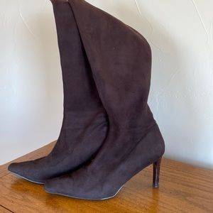 Brown suede boots